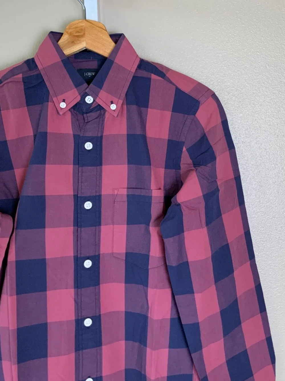 J. Crew Factory Gingham Buffalo Check Slim Washed Button Down Oxford Shirt